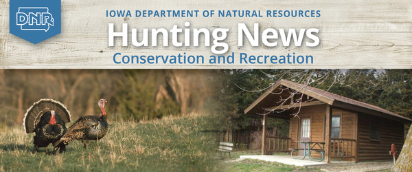 hunting news masthead with turkeys and cabins