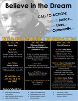 A flyer promoting MLK Day events in Iowa City. 