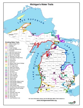 Michigan Water Trails Map, 2017