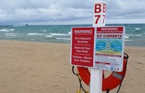 Beach safety equipment and signage