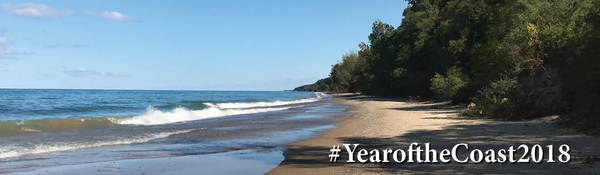 Beach banner with #YearoftheCoast hashtag