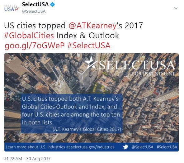 US cities topped @ATKearney's 2017 #GlobalCities Index & Outlook https://goo.gl/7oGWeP