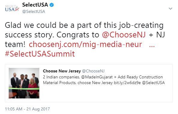 Glad we could be a part of this job-creating success story. Congrats to @ChooseNJ + NJ team!