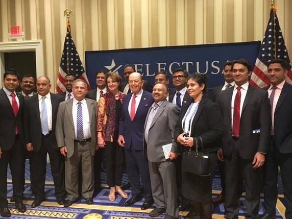 Photo of members of the India delegation meeting with U.S. Secretary of Commerce Wilbur Ross