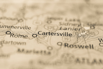 Map centered on Cartersville, GA (© Shutterstock)