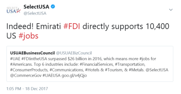Indeed! Emirati #FDI directly supports 10,400 US #jobs