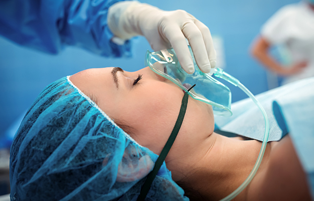 A patient who has been put under anesthesia for surgery.