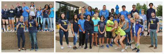 students and staff on spirit day