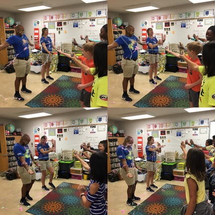 Ms. Penney's class with silly string!